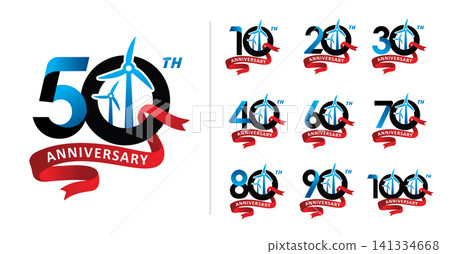Set of anniversary wind energy number 141334668