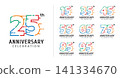 Set of happy anniversary color line number 141334670