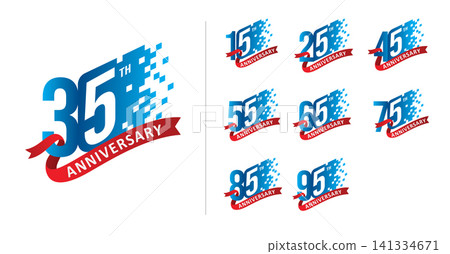 Set of happy anniversary digital pixel number Set of happy anniversary digital pixel number 141334671