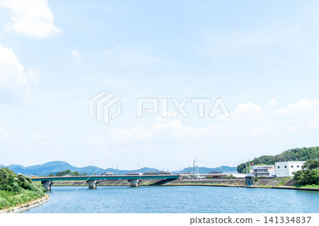 The surface of the water near the mouth of the Miyakoda River in Hamamatsu City, Shizuoka Prefecture, on a sunny summer day. The surface of the water near the mouth of the Miyakoda River in Hamamatsu City, Shizuoka Prefecture, on a sunny summer day. 141334837