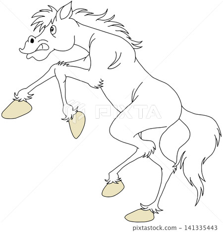 Hand-drawn animal illustration ☆ White horse Hand-drawn animal illustration ☆ White horse 141335443