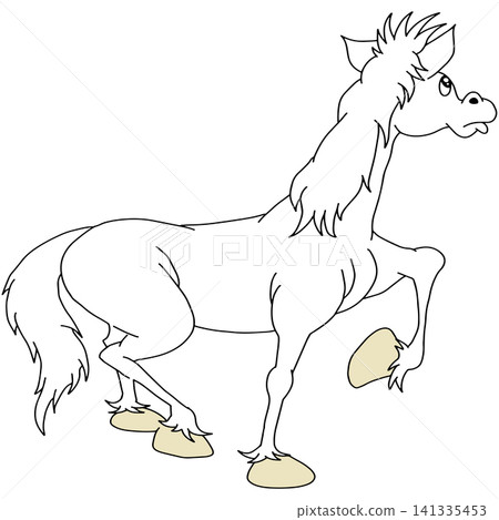 Hand-drawn animal illustration ☆ White horse Hand-drawn animal illustration ☆ White horse 141335453