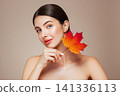 Autumn portrait of beautiful woman with clean fresh skin 141336113