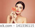 Autumn portrait of beautiful woman with clean fresh skin 141336115