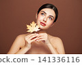Autumn portrait of beautiful woman with clean fresh skin 141336116