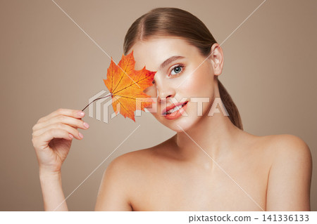 Autumn portrait of beautiful woman with clean fresh skin Autumn portrait of beautiful woman with clean fresh skin 141336133
