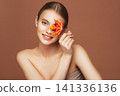 Autumn portrait of beautiful woman with clean fresh skin 141336136