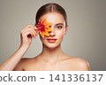 Autumn portrait of beautiful woman with clean fresh skin 141336137