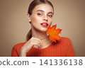 Autumn portrait of beautiful woman with clean fresh skin 141336138