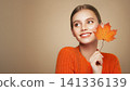 Autumn portrait of beautiful woman with clean fresh skin 141336139