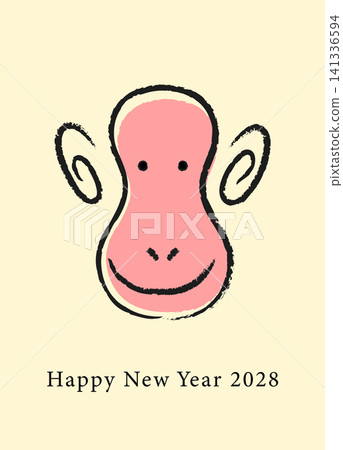 Cute Zodiac Monkey face card design 141336594