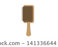 Illustration of a wood-grain (wooden) hairbrush 141336644