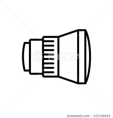 Minimal bold line icon of a short throw projector lens for home cinema setup. Minimal bold line icon of a short throw projector lens for home cinema setup. 141336893