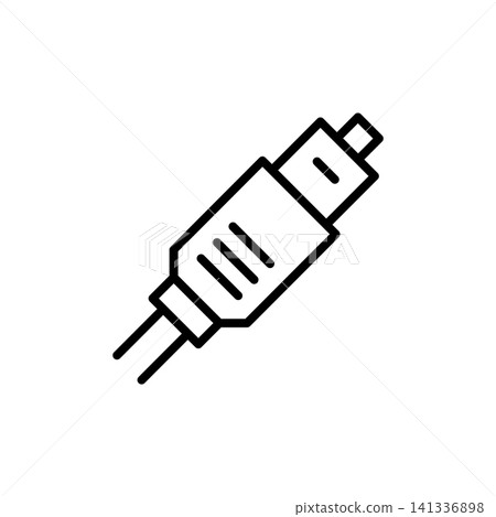 Minimal line icon of a digital optical audio toslink connector cable. Minimal line icon of a digital optical audio toslink connector cable. 141336898