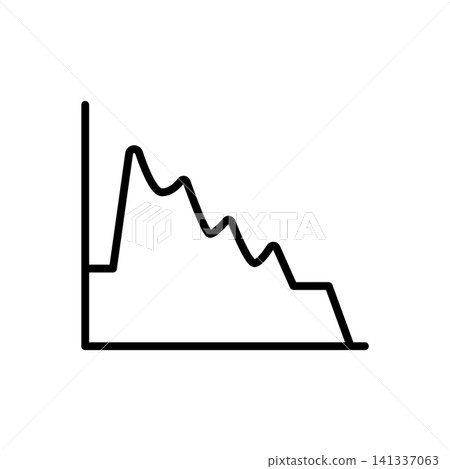 Linear icon of an RTA frequency spectrum graph displaying acoustic room response or noise. Linear icon of an RTA frequency spectrum graph displaying acoustic room response or noise. 141337063