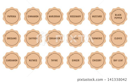 Cardboard stickers or labels for jars of spices and herbs Cardboard stickers or labels for jars of spices and herbs 141338042