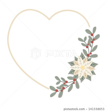Christmas frame with white poinsettia flower.Design for New Year and Christmas cards, scrapbooking, stickers, planner, invitations Christmas frame with white poinsettia flower.Design for New Year and Christmas cards, scrapbooking, stickers, planner, invitations 141338053