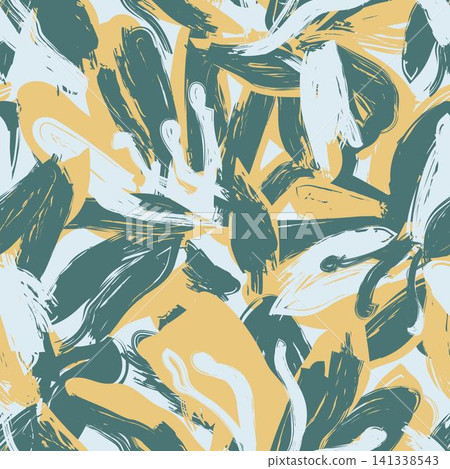 Floral Brush stroke artistic textile pattern design in green and yellow for fashion and home textiles Floral Brush stroke artistic textile pattern design in green and yellow for fashion and home textiles 141338543