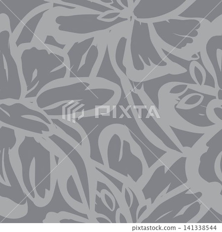 Botanical Floral textile pattern design in gray for fashion and home textiles Botanical Floral textile pattern design in gray for fashion and home textiles 141338544