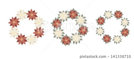 Christmas wreaths with white and red poinsettia. Design for New Year and Christmas cards, scrapbooking, stickers, planner, invitations Christmas wreaths with white and red poinsettia. Design for New Year and Christmas cards, scrapbooking, stickers, planner, invitations 141338710