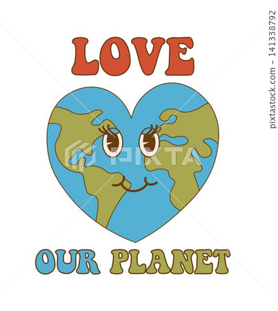 Happy Earth Day. Design with a heart shaped world globe design Happy Earth Day. Design with a heart shaped world globe design 141338792