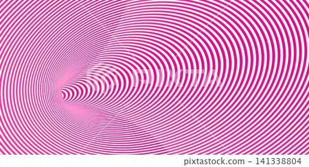 Hot pink geometric hypnotic wormhole tunnel. Optical Illusion background. Black and white pattern, spherical volume Hot pink geometric hypnotic wormhole tunnel. Optical Illusion background. Black and white pattern, spherical volume 141338804