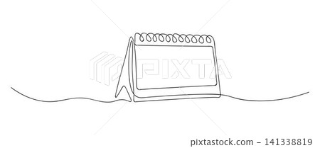 Loose-leaf calendar continuous line drawing. Organizer concept. Time planer concept Loose-leaf calendar continuous line drawing. Organizer concept. Time planer concept 141338819
