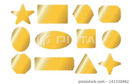 Retro design gold elements scalloped frames. Scalloped edge rectangle, star, ellipse, circle and square shapes Retro design gold elements scalloped frames. Scalloped edge rectangle, star, ellipse, circle and square shapes 141338862