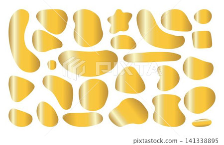 Set of gold organic shapes. liquid shapes, graphic design elements. Bright luxury color Set of gold organic shapes. liquid shapes, graphic design elements. Bright luxury color 141338895