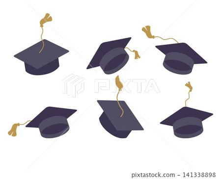 Set of graduation square hat. Education cap collection. Graduation cap isolated on the background 141338898