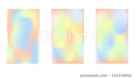 Set of holographic abstract background. Stylish holographic backdrop with gradient mesh Set of holographic abstract background. Stylish holographic backdrop with gradient mesh 141338902