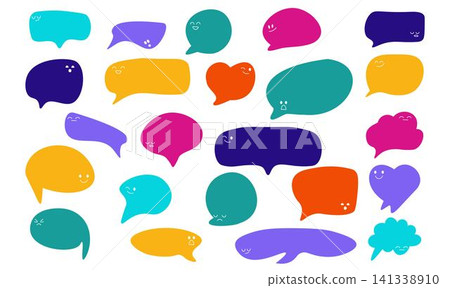 Set of speak bubble text with emotional. Chatting box, message box design. Balloon doodle style of thinking sign 141338910