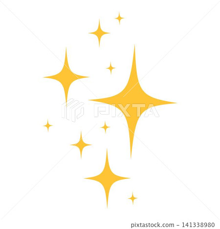 Yellow sparkle, sparkling stars, shiny flashes of fireworks. Collection original stars 141338980
