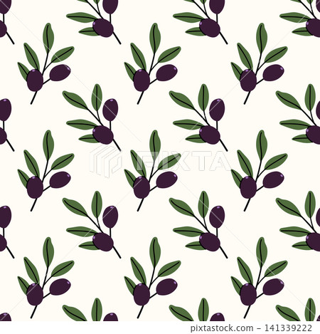 Dark Purple Olive Branch Seamless Pattern Nature Background Dark Purple Olive Branch Seamless Pattern Nature Background 141339222