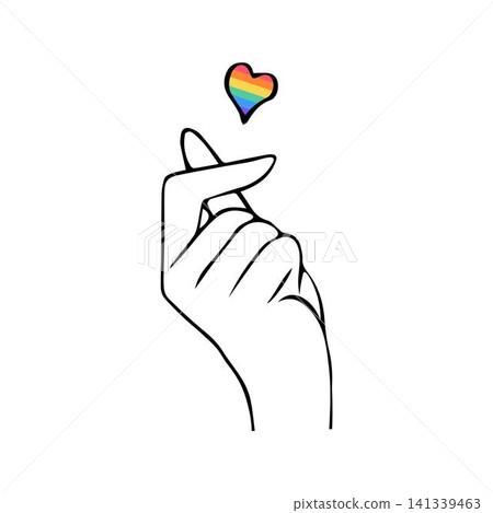 Korean symbol hand heart, a message of love hand gesture. Pride month. Lgbt concept Korean symbol hand heart, a message of love hand gesture. Pride month. Lgbt concept 141339463