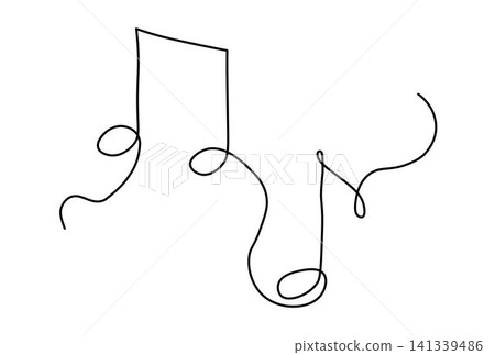One continuous line drawing of musical notes. Minimalist music symbol or logo. Musical concept One continuous line drawing of musical notes. Minimalist music symbol or logo. Musical concept 141339486