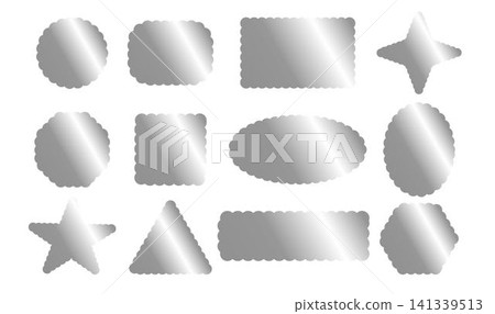 Retro design silver elements scalloped frames. Scalloped edge rectangle, star, ellipse, circle and square shapes Retro design silver elements scalloped frames. Scalloped edge rectangle, star, ellipse, circle and square shapes 141339513