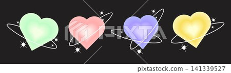 Set of blurry pink and blue hearts aura aesthetic elements with linear form and sparkle. Trendy modern y2k style design template. Blurred gradient hearts with stars Set of blurry pink and blue hearts aura aesthetic elements with linear form and sparkle. Trendy modern y2k style design template. Blurred gradient hearts with stars 141339527