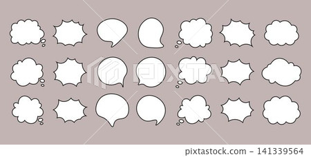 Set of speech bubble text, social media chat, message box. Empty text bubbles in various shapes, comment, dialogue balloon Set of speech bubble text, social media chat, message box. Empty text bubbles in various shapes, comment, dialogue balloon 141339564