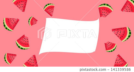Summer poster with slices of watermelon on pink background with space for text. Summertime Summer poster with slices of watermelon on pink background with space for text. Summertime 141339586