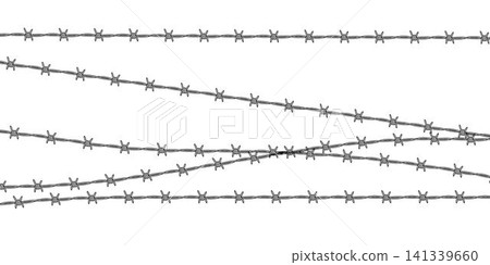 Barbed wire background. Protection concept. Design element for military, security, prison, slavery concepts Barbed wire background. Protection concept. Design element for military, security, prison, slavery concepts 141339660