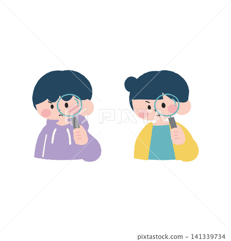 我找到一張插圖,畫的是一個男孩和一個女孩拿著放大鏡。 我找到一張插圖,畫的是一個男孩和一個女孩拿著放大鏡。 141339734