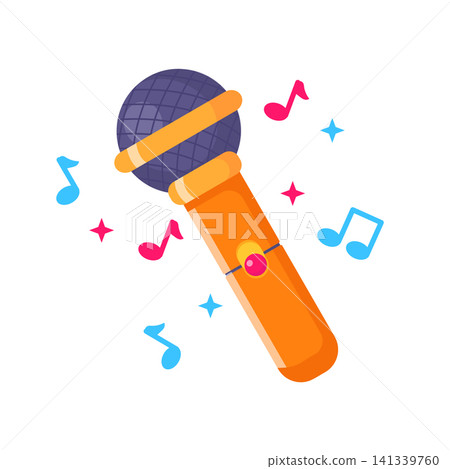 Microphone with Musical Notes Flat Vector Illustration Microphone with Musical Notes Flat Vector Illustration 141339760