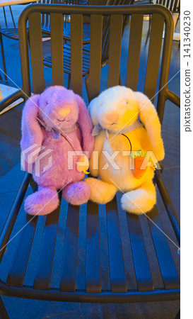 White and pink rabbit. Symbol of childhood and comfort White and pink rabbit. Symbol of childhood and comfort 141340230