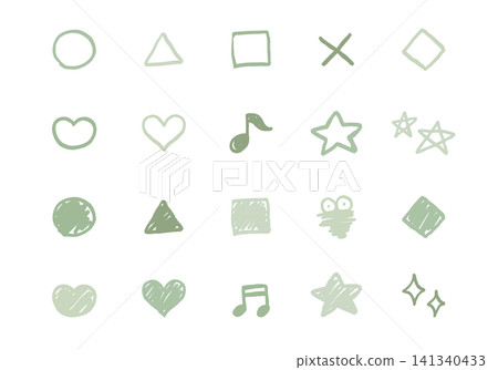 Hand-drawn symbol icon set, one-point decoration vector material, natural green, No. 1 Hand-drawn symbol icon set, one-point decoration vector material, natural green, No. 1 141340433