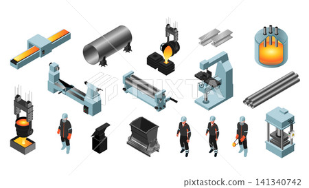 Metal Industry Isometric Elements Metal Industry Isometric Elements 141340742