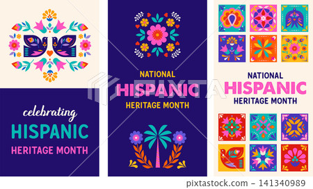National Hispanic heritage month celebration posters background. Colorful vector illustration with National Hispanic heritage month celebration posters background. Colorful vector illustration with 141340989