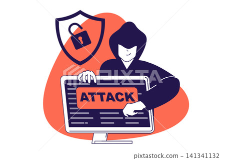 DDoS attack modern flat concept for web banner design. Hacker attacking and internet bombing, using overload network traffic for connection break. Vector illustration with isolated people scene. DDoS attack modern flat concept for web banner design. Hacker attacking and internet bombing, using overload network traffic for connection break. Vector illustration with isolated people scene. 141341132