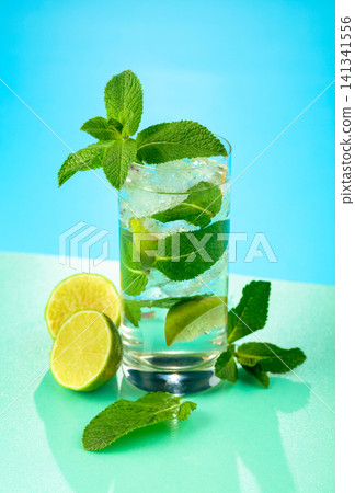 Mojito cocktail with ice, lime and mint. Mojito cocktail with ice, lime and mint. 141341556