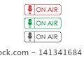The microphone icon with the inscription ON AIR. An icon for a podcast, app, or website. The idea of creative design 141341684